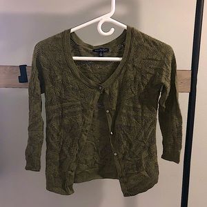 American Eagle Olive Green crop cardigan